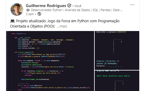 Capa do Post: 💻 Python + POO: atualização no projeto Jogo da Forca!