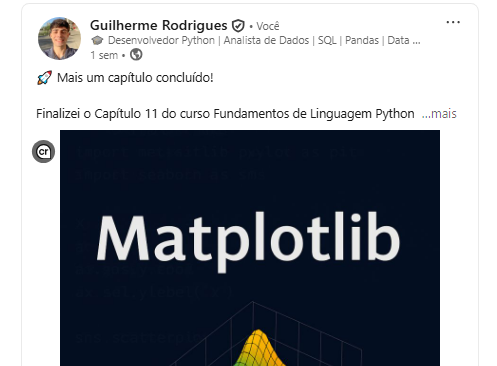 Capa do Post: 🚀 Visualização de Dados com Python: finalizei o capítulo 11!